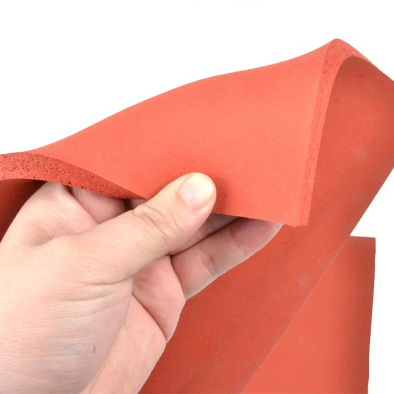 1/2/3/4/5mm Adhesive Silione Foam Rubber Sheet Closed Cell Silicon Sponge Sheet High Temps Resist Red Mat