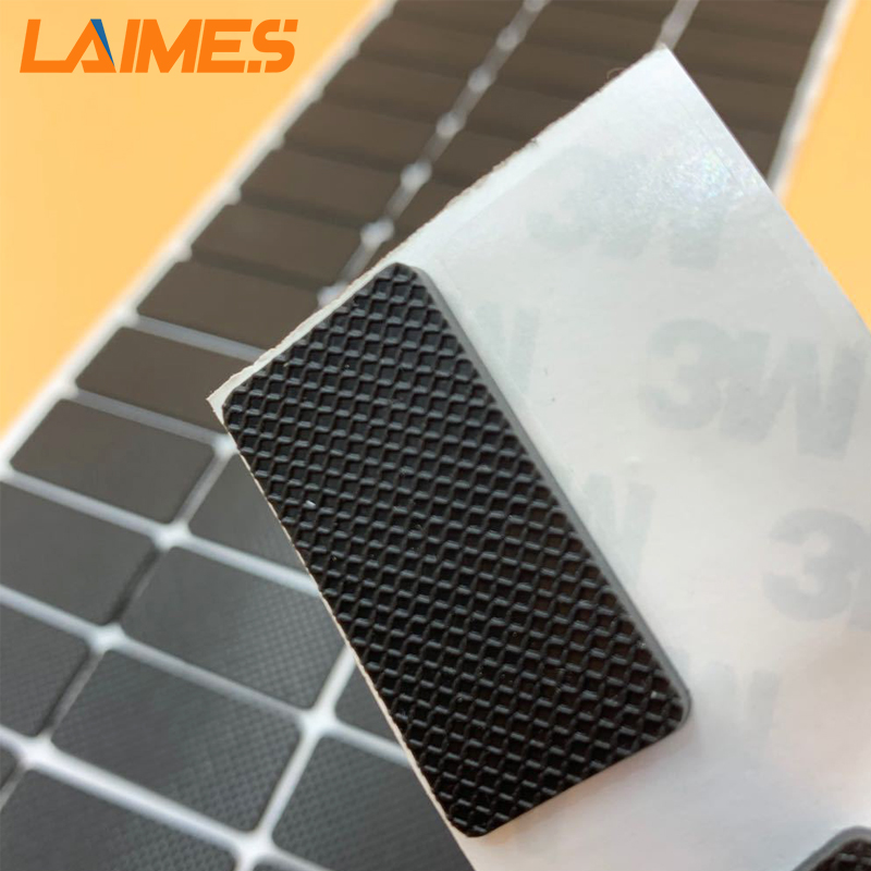 Custom Size Black Mesh Silicone Rubber Gasket Rubber Pad Self Adhesive Anti Slip Rubber Foot Pad 3m Back Adhesive Pad