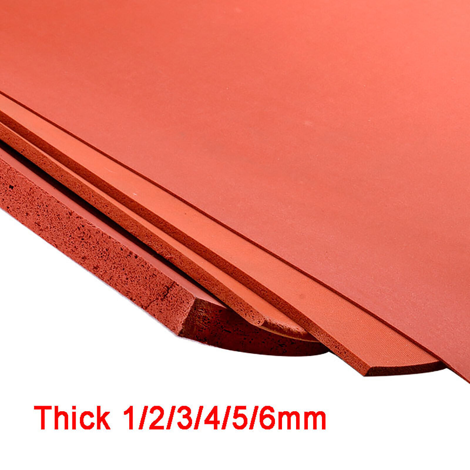 1/2/3/4/5mm Adhesive Silione Foam Rubber Sheet Closed Cell Silicon Sponge Sheet High Temps Resist Red Mat